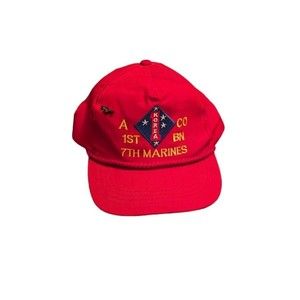 A CO 1ST BN 7TH MARINES DIVISION HAT KOREA PATCH CAP US MARINE VETERAN Pin Added